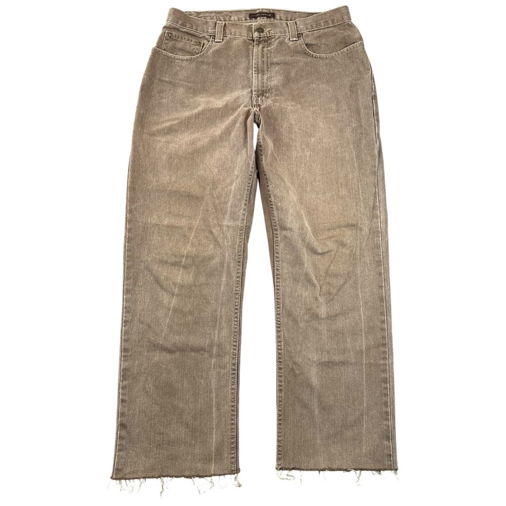 John Henry Men’s Brown Straight Leg Jeans Raw Hem 34x27 Altered